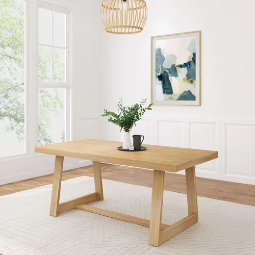 Vista 19 de Plank+Beam - Mesa de comedor de 48 pulgadas estilo granja, mesa de cocina rústica de madera maciza, mesa de comedor para el comedor, mobiliario