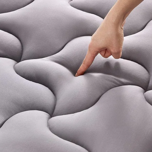 Vista 6 de SLEEP ZONE Almohadilla de colchón tamaño Twin, Protector de colchón elástico ajustado para niños, Bolsillo profundo 8~21 pulgadas Cubrecolchón Beige