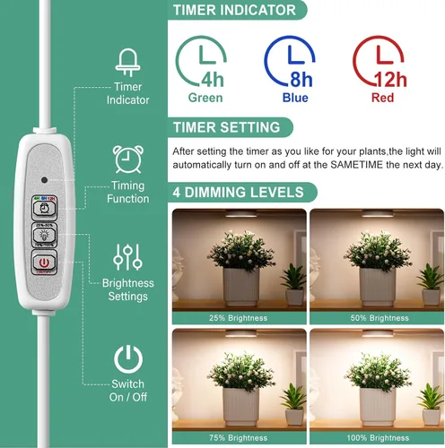 Vista 2 de LORDEM Luz de cultivo para plantas de interior, 48 luces LED de techo de espectro completo, lámpara de cultivo con cable de 5 V con interruptor