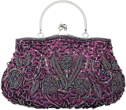 Vista 5 de Bolso de noche para mujer estilo retro con cuentas Gris USXELYS78867