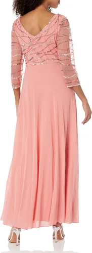 Vista 2 de J Kara Vestido con cuentas de manga 34 para mujer