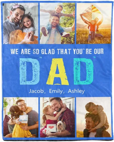 Vista 28 de D-Story Manta de hijo, divertidas mantas personalizadas con fotos, regalo para papá, manta de disfraz, regalo para hija, regalos personalizados