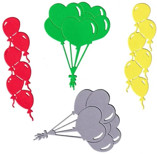 Vista 3 de 2 piezas de globos de metal, troquelados, para fiesta de cumpleaños, festival, troquel, manualidades, plantilla, plantillas para manualidades