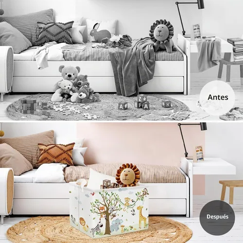 Vista 2 de Clastyle Woodland Nursery Animal Tree Baby Gift Storage Basket para habitación de niños