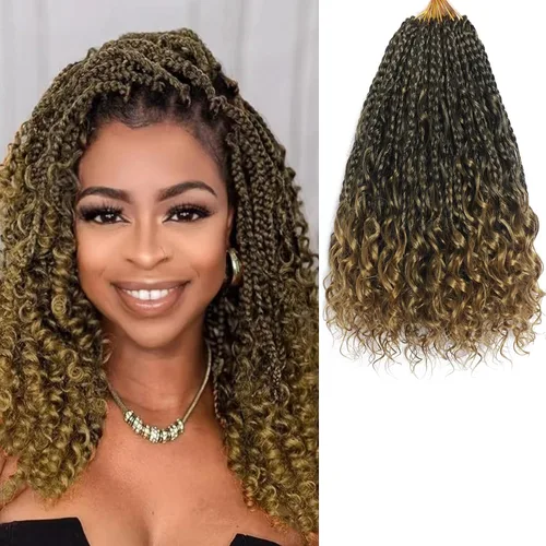 Vista 37 de Flagship 9 Paquetes Goddess Box Braids Cabello de Ganchillo para Mujeres Negras - 10 Pulgadas Pre-enrollado con Puntas Rizadas, Estilo Bohemio 1b
