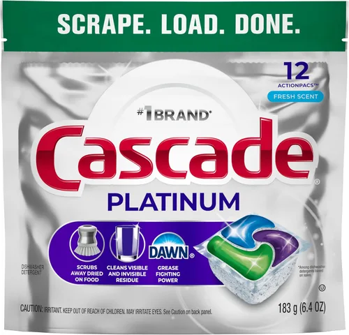 Vista 9 de Cascade Platinum Cápsulas para lavavajillas, detergente para lavavajillas, jabón detergente para platos, fresco, 12