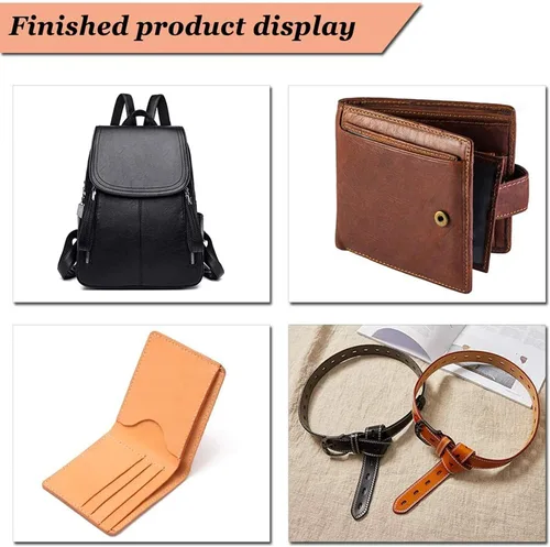 Vista 6 de Kit de herramientas de encuadernación de 19 piezas Carpeta de huesos, hilo encerado, punzón, agujas de ojo grande para manualidades