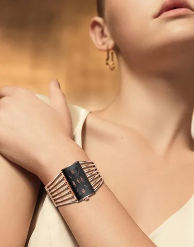 Vista 5 de Relojes de pulsera de moda para mujer, reloj de pulsera analógico de cuarzo con esfera rectangular de lujo, regalos para mujer