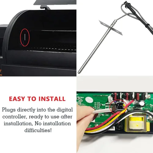 Vista 3 de Sensor de sonda de temperatura RTD de repuesto, compatible con parrilla de pellets Pit Boss PB1000XL-025-R00 V2, (70123-AMP)