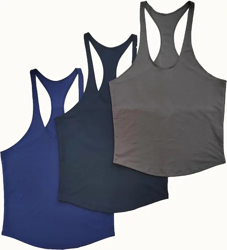 Vista 3 de TNWUBOLN Camisetas de tirantes para hombre, para culturismo, entrenamiento, gimnasio, entrenamiento, algodón, fitness, espalda en Y