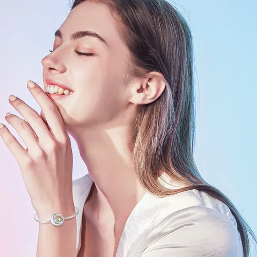 Vista 2 de FANCIME Pulseras de piedra natal para mujeres y niñas, plata de ley 925, pulsera de luna y estrella, joyería fina, regalo de cumpleaños