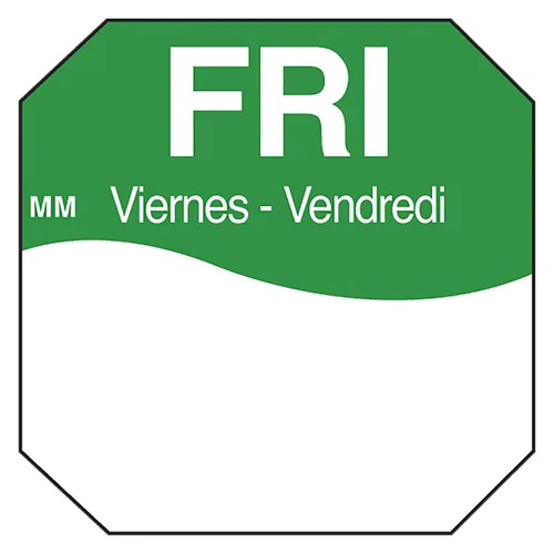 Vista 2 de DayMark Day of The Week - Etiqueta removible de 1" x 1", VIE (Paquete de 1000)