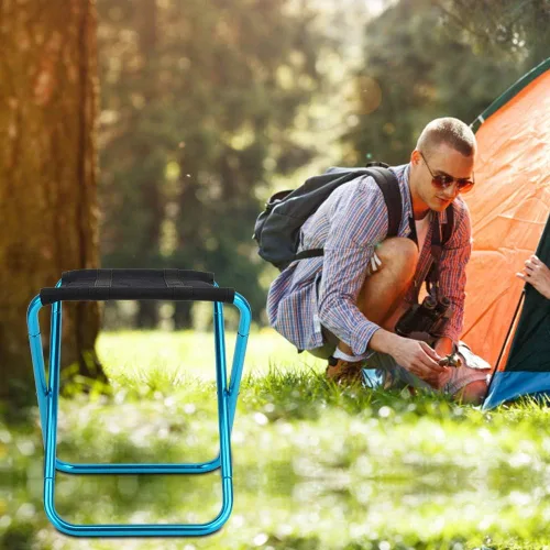 Vista 2 de Taburete plegable, fácil de transportar silla plegable portátil plegable para barbacoa