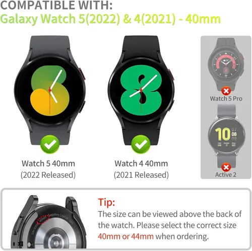 Vista 2 de RICHONE [Pack de 10 unidades] Compatible con Samsung Galaxy Watch FE 4/5 de 40 mm, funda protectora de pantalla de TPU suave con marco
