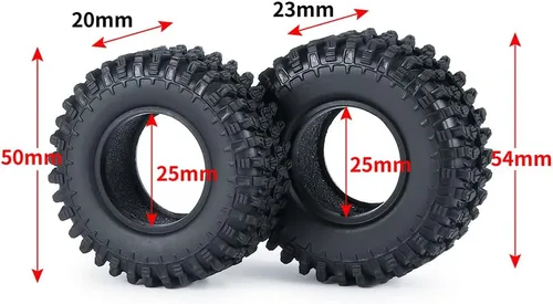Vista 5 de RC-Hub - 4 neumáticos de goma de 1.0 pulgadas para 1/24 Axial SCX24 90081 AXI00001 AXI00002 RC Crawler Car (1.969 in)