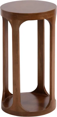 Vista 16 de Kate and Laurel Dahl - Mesa redonda de madera para bebidas; 12 x 23 pulgadas; marrón natural; mesa de pedestal de acento circular de madera bohemia