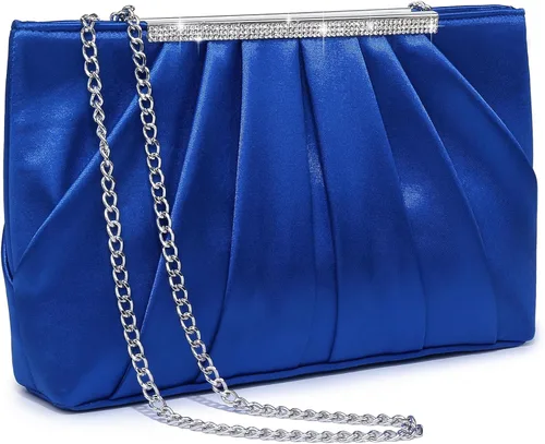Vista 8 de Dasein - Bolsos de mano elegantes con pliegues para mujer, bolsos formales de noche con diamantes de imitación para bodas, fiestas, graduaciones