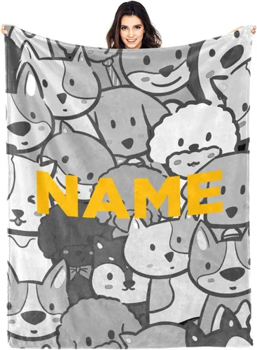 Vista 9 de Manta personalizada divertida para amantes de los gatos, manta con nombre personalizado con bonito regalo de gato para personas que aman a