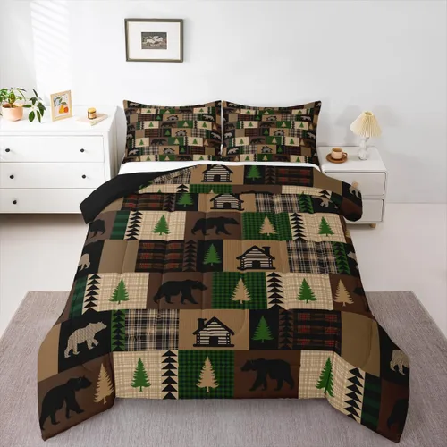 Vista 22 de Erosebridal Happy Camping - Edredón tamaño individual para niños, juego de ropa de cama de animales del bosque del bosque para bebés, niños y niñas
