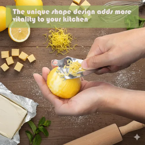 Vista 2 de Zester profesional de cítricos de limón con cuchillo de canal, pelador de queso de acero inoxidable, plateado