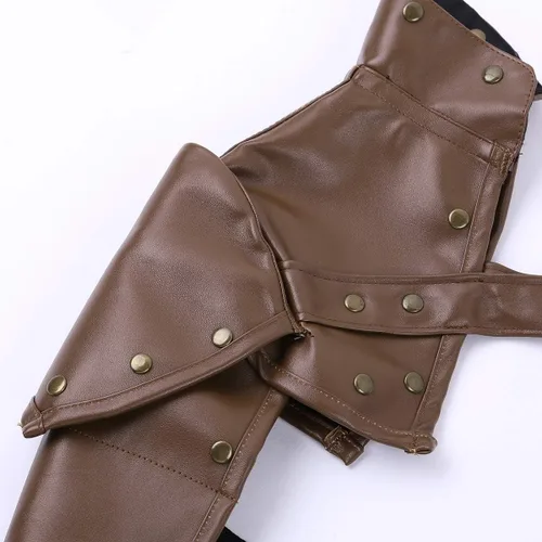 Vista 5 de YiZYiF - Armaduras góticas de hombro steampunk PU metal remaches brazo armadura brazalete cuerpo pecho arnés Cosplay traje accesorio