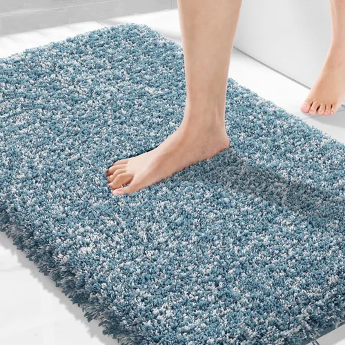 Vista 63 de Yimobra Alfombras de baño en negro y blanco antideslizantes lavables, tapetes de baño ultra suaves y absorbentes de agua, alfombra de ducha suave