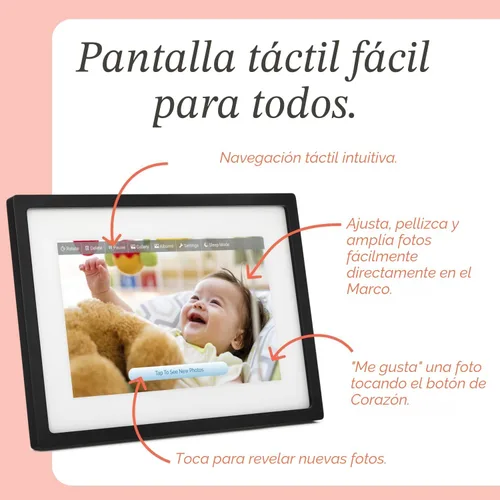 Vista 7 de Skylight Marco – Marco de fotos digital WiFi de soporte al cliente, pantalla táctil marco de fotos digital con fácil instalación, regalos de fotos
