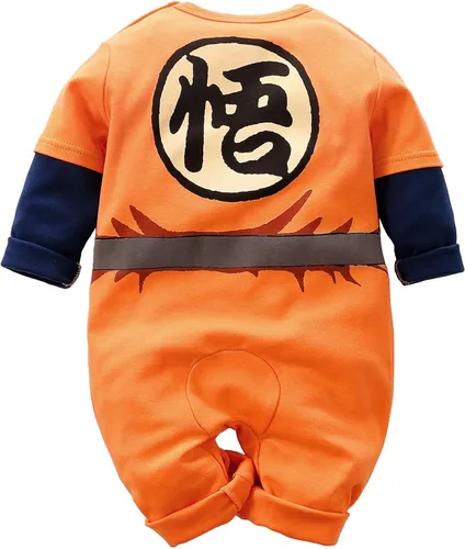 Vista 2 de Mameluco de algodón para recién nacido, para cosplay, ropa de una pieza para niño, Naranja&Azul marino