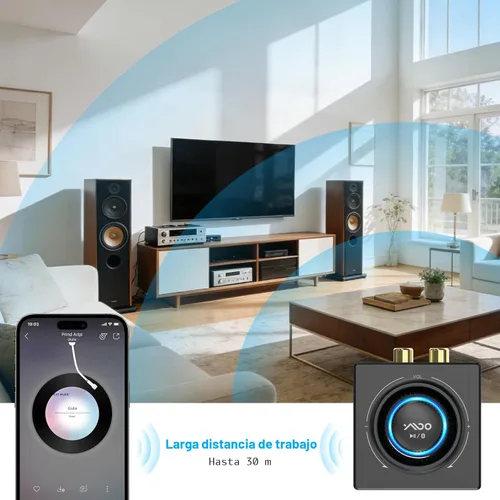 Vista 4 de YMOO B06T3 - Receptor inalámbrico Bluetooth con aumento de voz, soporte para streaming estéreo en el hogar, altavoz de sonido Wireless Audio