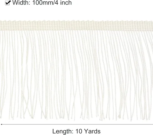 Vista 2 de Uxcell 10 yardas y 4 pulgadas beige con flecos de cadeneta - poliéster, estilo bohemio para múltiples ocasiones