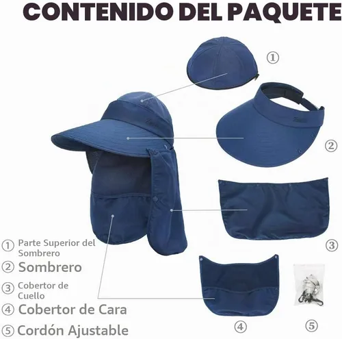 Vista 8 de Sombrero de ala ancha – Multifuncional UPF 50 protección cubo pesca sombrero sombrero gorra Aguamarina
