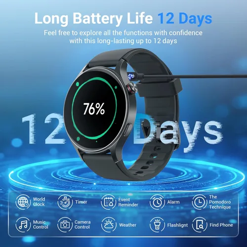 Vista 7 de Fitpolo Reloj inteligente para hombres y mujeres, pantalla táctil AMOLED de 1.3 pulgadas, rastreador de fitness, hacer/responder llamadas, monitor
