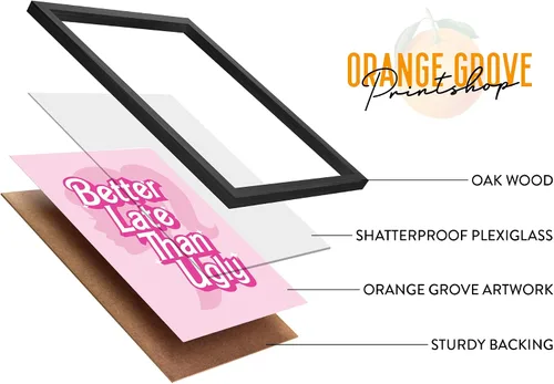 Vista 3 de ORANGE GROVE PRINT SHOP Decoración de habitación rosa estética, decoración de baño rosa, decoración de baño rosa Better late than ugly Funky Wall