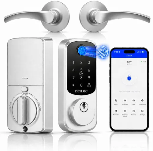 Vista 22 de DESLOC Cerradura de puerta inteligente de huella dactilar B200, cerrojo de Negro