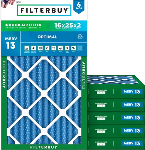 Vista 34 de Filterbuy Filtro de aire MERV 13 de 8 x 14 x 1 pulgadas para defensa óptima contra el humo y la alergia (paquete de 6), repuesto de filtros