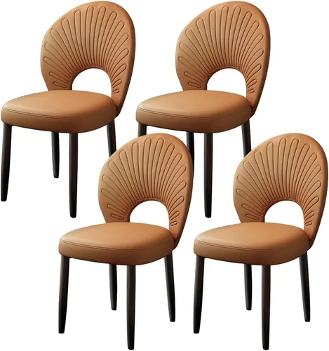 Vista 37 de JKGHK Dining Chairs, Leather Kitchen Chairs, Upholstered Armless Dining Room Chair, Accent Living Room Side Chair with High Backrest, for Cafe Black