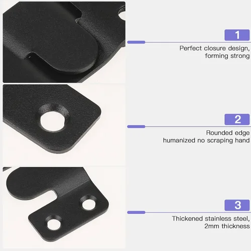 Vista 4 de 4 pares de soportes de montaje empotrado entrelazados con ganchos para colgar fotos de acero inoxidable negro de alta resistencia, gancho para marco