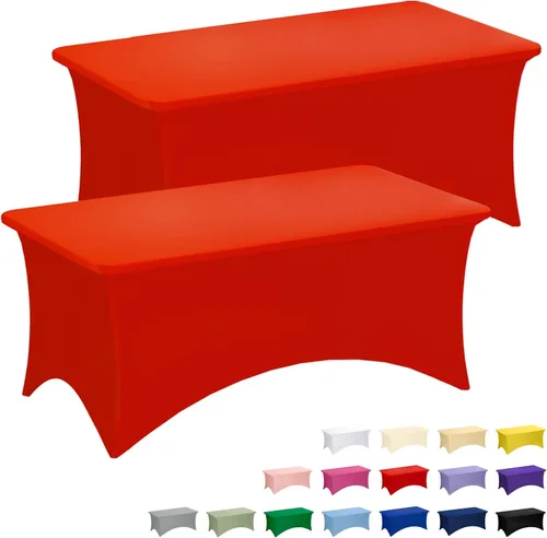 Vista 46 de Fixwal Paquete de 6 Manteles de Mesa Rectangulares, Cubierta de Mesa de 6 Pies, Mantel Blanco Rectangular Ajustado Elástico Rectangular, Cubierta