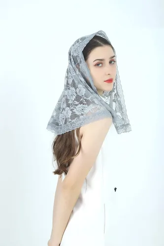 Vista 25 de Velo de mantilla de encaje suave y cómodo, 7 colores, estilo español, velo de encaje, cubierta de cabeza, forma de D