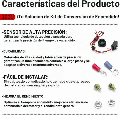 Vista 5 de Kit de conversión de encendido 1281 compatible con Ford 1957-1974 de 8 cilindros, kit ignitor de repuesto para Pertronix