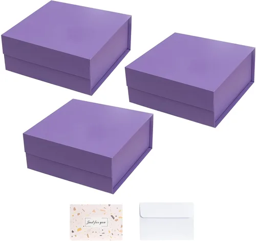 Vista 14 de CHARMGIFTBOX Cajas de regalo con tapas, 7.4 x 7.0 x 3.2 pulgadas, pequeña caja de regalo magnética azul Auqa con tarjeta, pequeñas cajas plegables