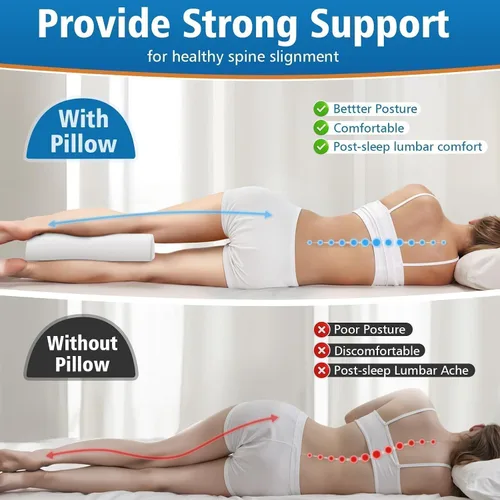 Vista 22 de Almohada grande de rodilla para dormir de lado, almohada de espuma viscoelástica de media luna para piernas, almohada de elevación de cuña de diseño