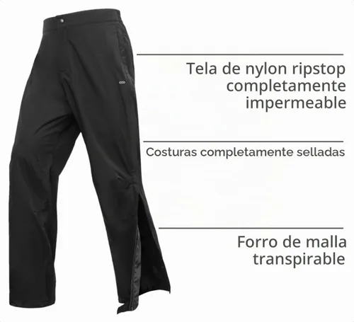 Vista 4 de 33,000ft Pantalones de lluvia para hombre, con cremallera completa Negro