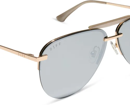 Vista 3 de DIFF Tahoe - Lentes de sol de aviador de gran tamaño para mujer, protección UV400, marcos dorados
