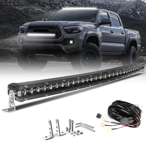 Vista 14 de CO LIGHT - Barra de luz LED curvada de 20 pulgadas, diseño delgado de fila única de 9720 lm, luz amarilla antiniebla para todoterreno, ATV, camión
