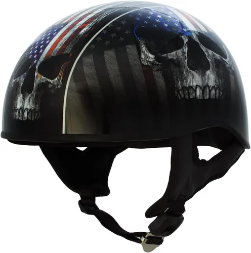 Vista 44 de Hot Leathers Avanzado Moto DOT Skull Cap Classic Half Cascos Biker HLD HLT