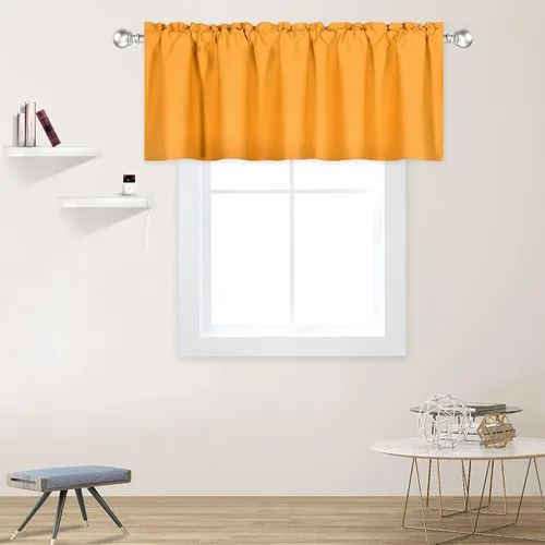 Vista 73 de DECOVSUN Cenefa morada para ventanas de 60 x 18 pulgadas, aislamiento térmico sólido, bolsillo para cortinero, cenefa corta para cocina, cenefa