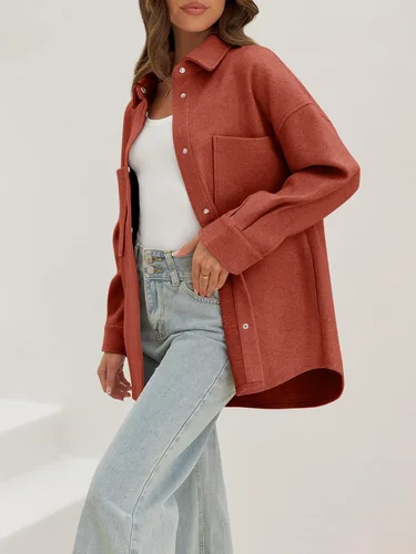 Vista 2 de MEROKEETY Chaqueta de manga larga con botones y bolsillos para mujer 2024