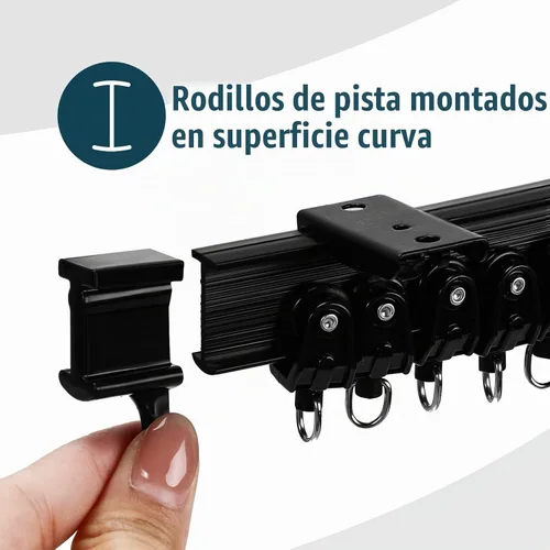 Vista 5 de Jetec Riel de cortina de techo curvado de 10 m/ 32.8 pies, soporte plegable para riel de cortina, litera, ventana, divisor de habitación, flexible