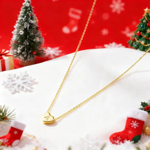 Vista 5 de Turandoss Collar con inicial de corazón para mujeres y niñas, delicado chapado en oro de 14 quilates, dije de corazón con letra A-Z, collar